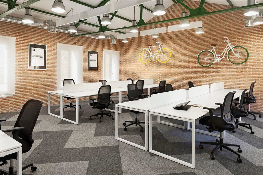 Thiết kế văn phòng làm việc 50m2 sử dụng phong cách công nghiệp