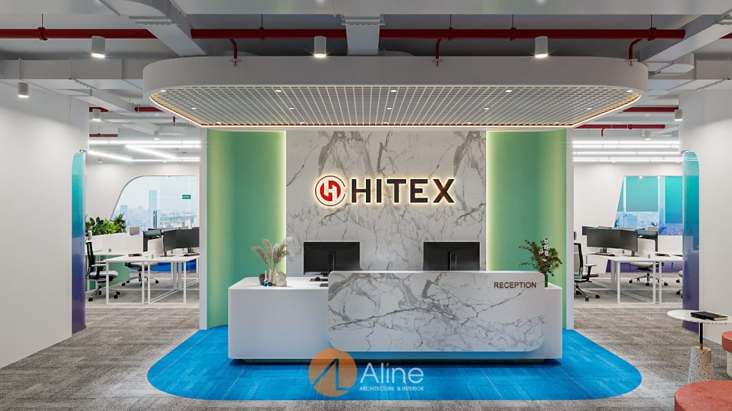 Khu lễ tân của thiết kế văn phòng Hitex Global