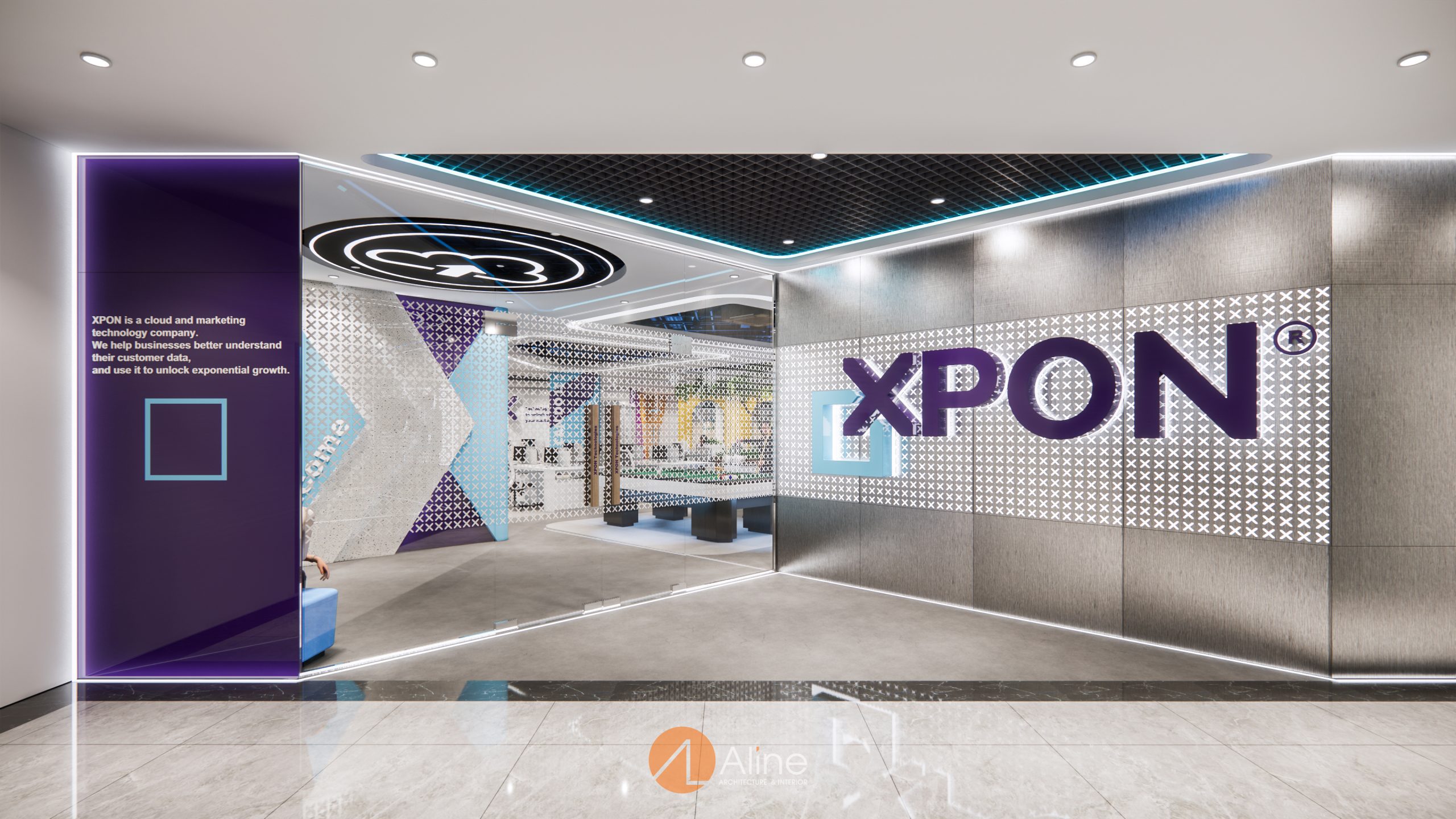 thiết kế nội thất cho công ty cung cấp giải pháp công nghệ và đám mây Xpon Technologies